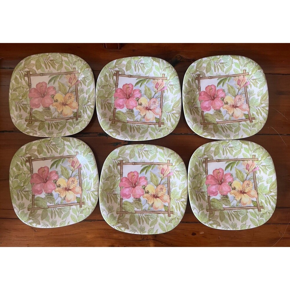 Vintage Keller Charles of Philadelphia Floral Cake Snack Plates